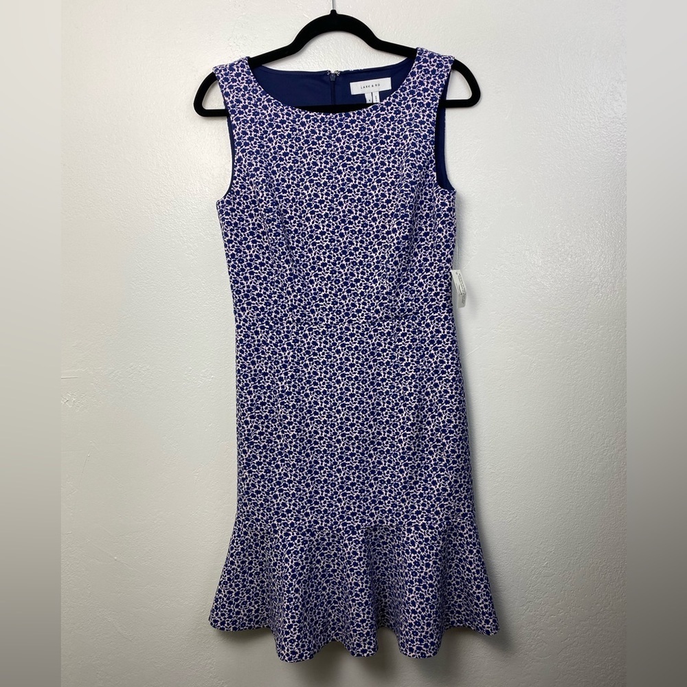 Lark & Ro Purple Floral‎ Boho Wedding Guest Summer Peplum Sleeveless Dress 8 NWT